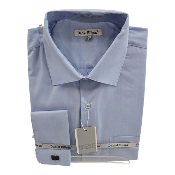 MEN'S DANIEL ELLISSA SEMI SPREAD COLLAR  FRENCH CUFF DRESS SHIRT. DS3816. - Picture 3 of 4